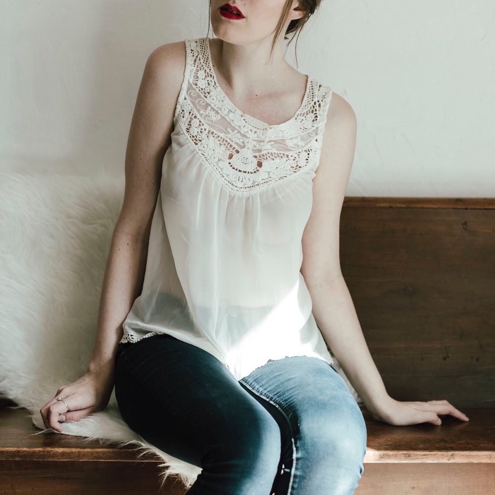 sheer lace tank